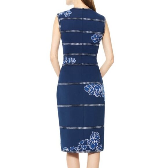 Tadashi Shoji Kitami Embroidered Sleeveless Shift Dress Blue - Picture 5 of 12
